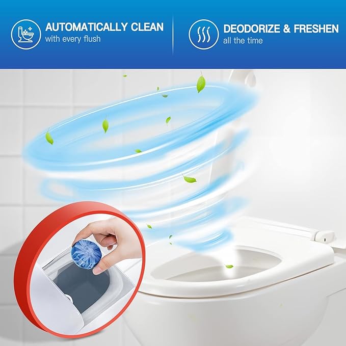 Vacplus Automatic Toilet Bowl Cleaner Tablets Drop-In Tank Cleaner for Bathroom Prevent Stains &amp Deodorize Long-Lasting Cleaning Tabs Easy-Use Freshener for Bowl &amp Tank 50 Pack