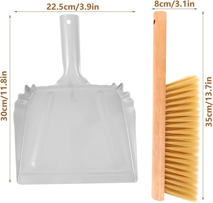 UPKOCH 1set Handheld Dust Brush with Wooden Handle Small Whisk Broom Dustpan for Bed Sofa Furniture Cleaning Compact Portable Design for Home Use