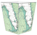 Marye-Kelley-Florida Nautical Chart Wastepaper BasketDecoupage Wood Decorative Wastebasket for Kitchen Bathroom Bedroom Living Room Handmade Made in The USA