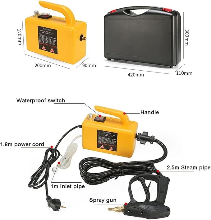 Handheld Steam Cleaner 2600W High Temperature Pressurized Steam Cleaner Handheld Steam Cleaner Machine Multipurpose Duty Steamer Can Quickly Clean Oil and Dust Multiple Protection