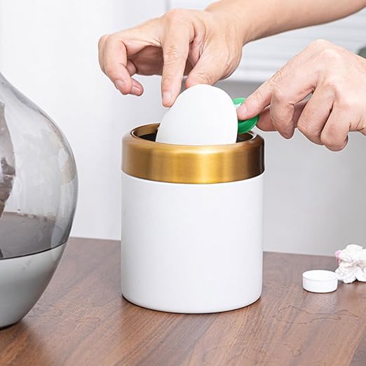 Mini Stainless Steel Trash Can with Lid Small Countertop Wastebasket for Bathroom Bedroom Kitchen 304 Stainless Steel Round Dustbin Compact Desktop Garbage Bin
