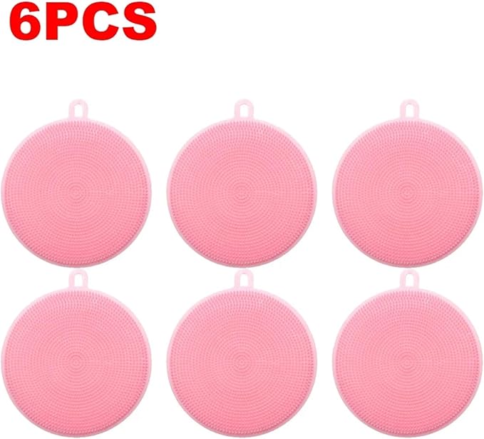 10-1PCS Silicone Cleaning Brushes Soft Silicone Scouring Pad Washing Sponge Dish Bowl Pot Cleaner Washing Tool Kitchen Accessori(6 pcs)