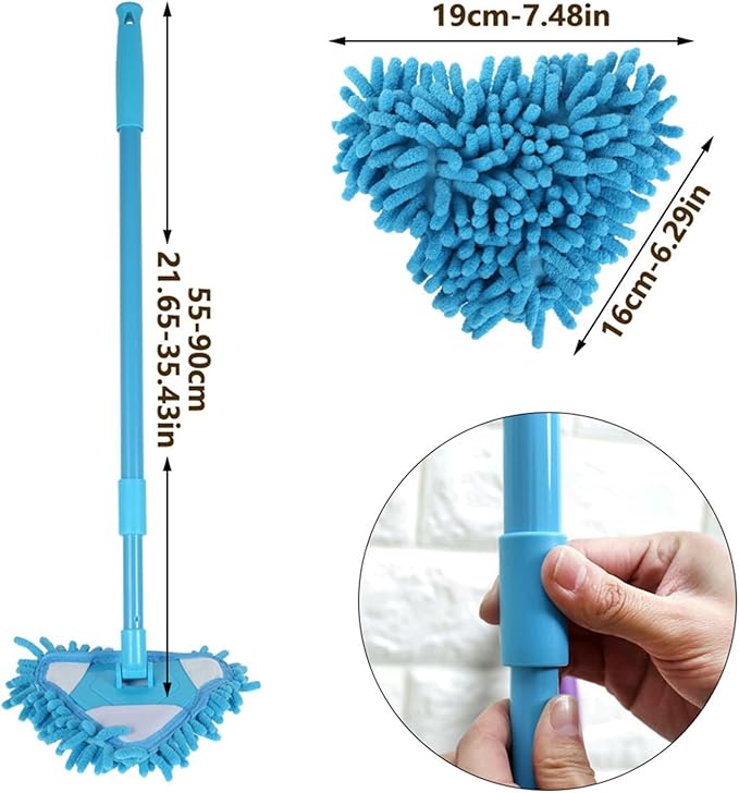 Compatible for Triangle Cleaning Mop 180° Rotatable Adjustable Extendable Handle Multifunctional