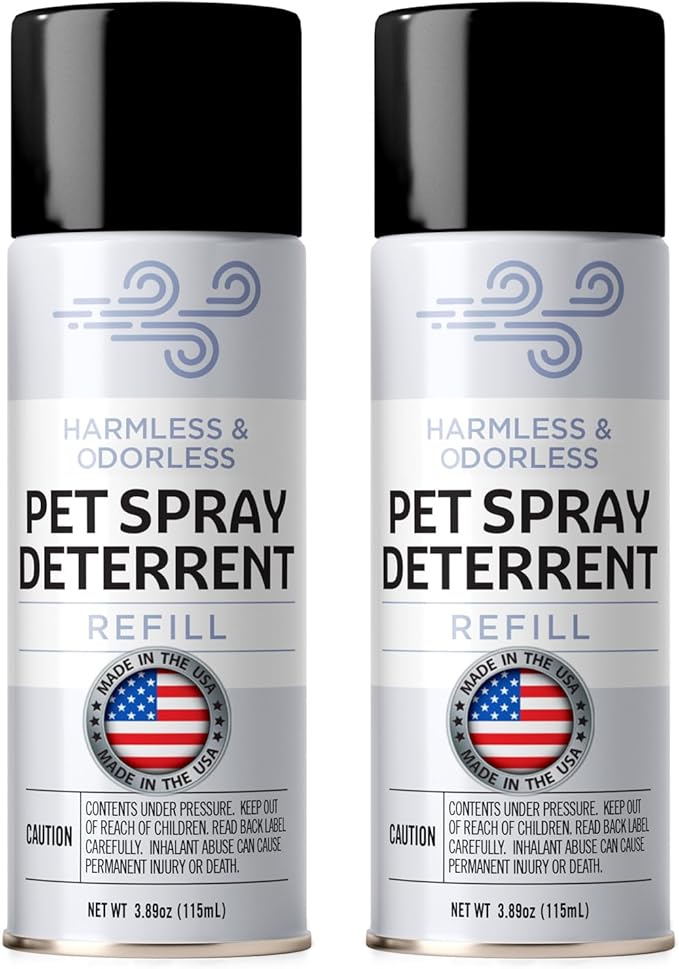 Compatible Refill for PetSafe SSSCat Motion Sensor Device [2 Pack] Gentle Pet Training Aid for Home Boundaries – Non-VOC Family-Safe Spray – Made in The USA. Holds about 75-100 Sprays Per Can