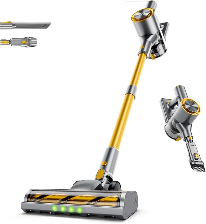 KIKETECH Cordless Vacuum Cleaner with Self-Standing Lightweight Powerful Suction VacuumLED Screen Stick Vacuum Cleaners for Home for Pet Hair Carpets Hardwood Floors H22
