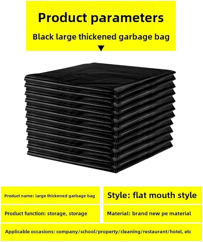 70 gallon 47.24 inches wide x 55.12 inches high Large garbage bag thick and oversized hotel oversized plastic bag disposable commercial and household use (40 pieces).