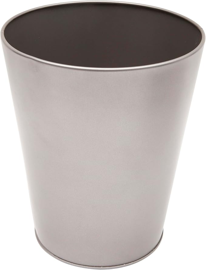Kenney KN80003 Storage Made Simple 1.3 Gallon (5.5 Liter) Small Open Top Rust-Resistant Metal Waste Basket/Trash Can/Garbage Can for Bathroom Bedroom Home Office Laundry Room or Dorms Pewter