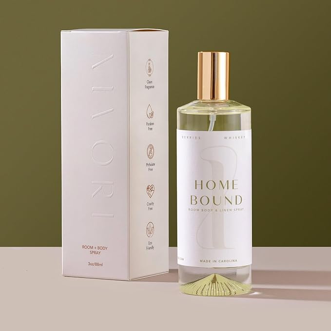 Homebound Room Room + Body Spray Amber Berry Whiskey Scent 190 Proof Alcohol Long-Lasting Fragrance Cruelty-Free &amp Vegan