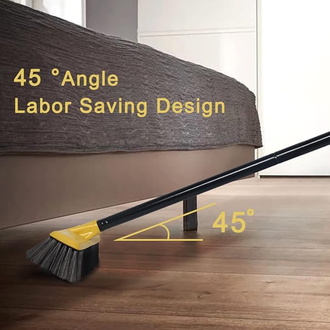 Push Broom with Long Handle Floor Brush 51.6 inch Soft Bristle Broom 12.2 Wide for Cleaning Bathroom Kitchen Patio Garage Deck Tile