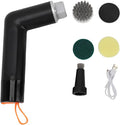 Cordless Cleaning Brush Scrubber Waterproof Bathroom Scrubber with 4 Replaceable Heads 2 Speed Adjustable White - IPX7 Rated Fast Charging Efficient Tile and Cleaner (Black)