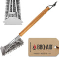 BBQ-AID All Angles BBQ Grill Brush for Outdoor Grill – Cleans All Angles Large Wooden Handle and Stainless Steel Bristles - BBQ Brush for Grill Cleaning – Grill Cleaner Brush Safe for BBQ and Grill