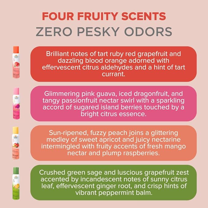 Citrus Magic Odor Eliminating Air Freshener Spray Assorted Fragrances - Georgia Peach Dragonfruit Citrus and Sage Grapefruit