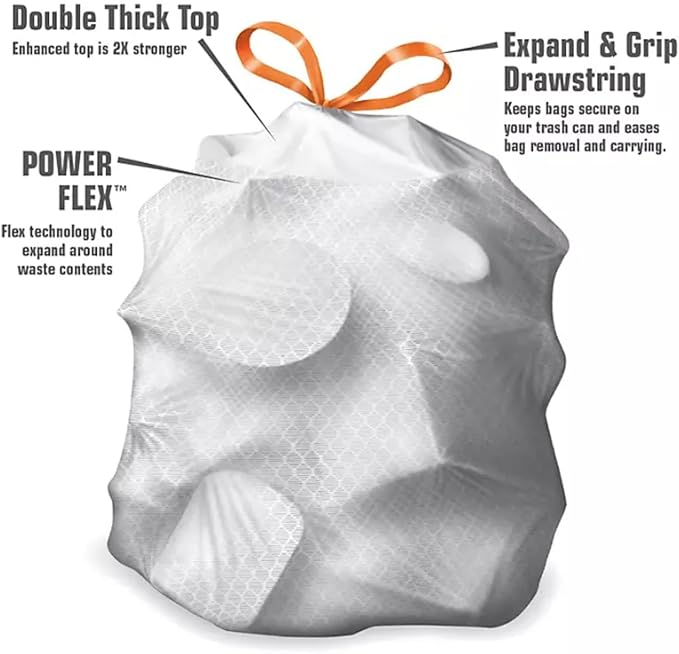 Member Mark Power Flex 13-Gallon Tall Kitchen Trash Bags 200-Count Leak &amp Tear Resistant Drawstring 2x Stronger