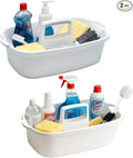 2 Pack Large Cleaning Caddy Portable Shower Basket Supply Organizer with HandlePlastic Bucket Tool Storagefor BathroomBedroomKitchenUnder Sink Storage (White)