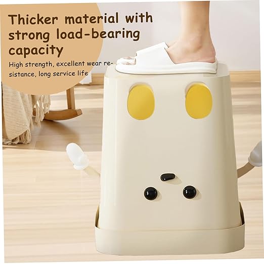 Cute Trash Can 16L Cute Cartoon PP Plastic Trash Can with Eyes Hands &amp Legs Open Top Waste Basket for Kitchen Bathroom Office Decor.