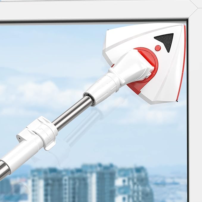 Magnetic Window Cleaner Double Side Magnetic Window Cleaner Wiper Glass Cleaner Brush Tool with Telescopic Rod Adjustable Magnetic Thickness 5-35Mm