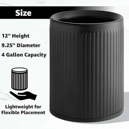 2 Pack - 4 Gallon Plastic Indoor Trash Can for Bedroom Bathroom Dorm or Apartment - Compact Wastebasket Fits Under Desk or Sink Black