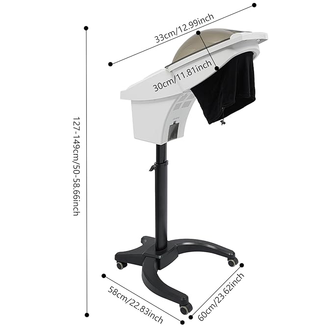 Ultrasonic Ozone Hair Steamer Micro Mist Salon Styling Floor Hair Steamer Rolling Salon Ozone Hair Care SPA Steamer Oil Treatment with Rolling Floor Stand Base 7 Light (US Stock)