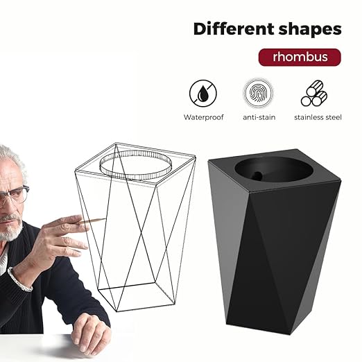 10L/2.6GAL Modern Open top Garbage canBlack Bathroom tarsh canSmall Wastebasket for BathroomBedroomOfficeLiving RoomHotel (Black)