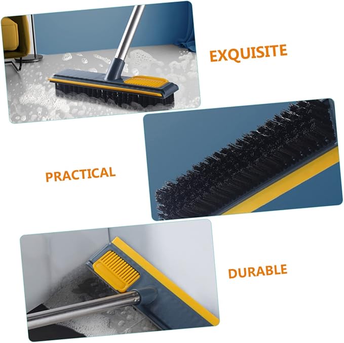 minkissy 2pcs Long Handle Scrub Brush Floor Scraper Brush Hard Bristle for Tile Bathtub