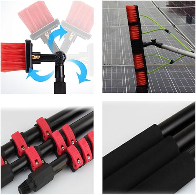 Window Washing Kit with Extension Pole Solar Panel Cleaning Kit Multi Angle Adjustable and Telescopic for Cleaning Photovoltaic and Solar Panels and Other Cleaning Activities.