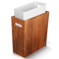 3 Gallon Wood Trash Can Solid Wooden Trash Can with Plastic Liner Handmade Slim Small Trash Can with Handle Fits Narrow Spaces Decorative Wastebasket for Bathroom Bedroom Office Kitchen