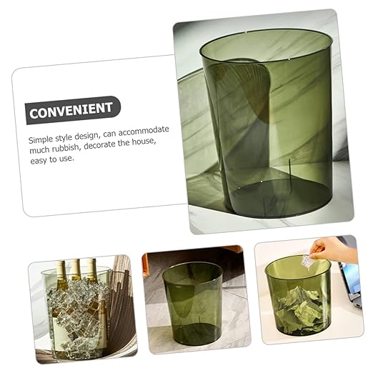 VICASKY Large Capacity Clear Trash Can for Home and Office Multi Function Wastebasket for Bathroom Kitchen Bedroom Simple Stylish Design and Sturdy Paper Bucket for Household Use