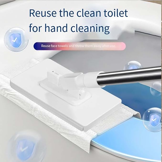 2026 New Disposable Dust Mop with 4 Reusable ClothsFlat Mop with Disposable PadsLocking Head for Multi-Surface Floor Cleaning (2PCS)