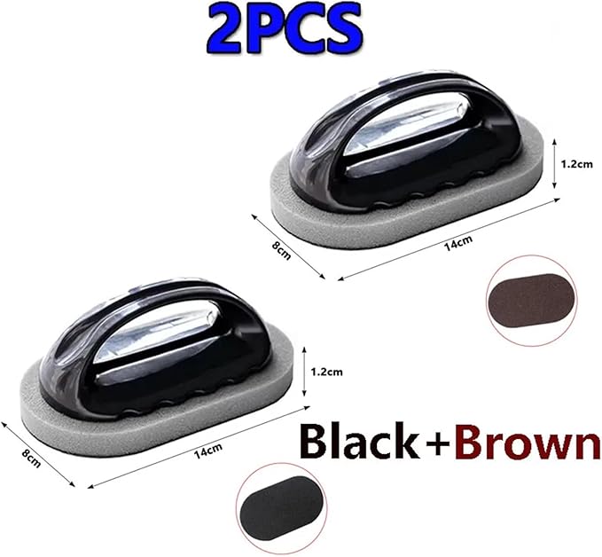 Sponge Brush With Handle Reusable Wipe Eraser Cleaner Kitchen Pot Cleaning Tools(Black Brown)
