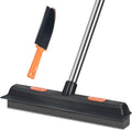 LandHope Carpet Rake for Pet Hair Remover Long Handle with Squeegee Rubber Broom Carpet Brush Non Scratch Bristles Fur Remover Indoor Outdoor Push Broom for Cat Dog Hair Hardwood Tile Windows Clean