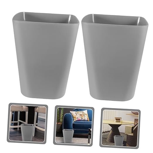 Ciieeo 2pcs Compact Office Trash Can Simple Square Wastebasket for Bedroom Bathroom and Living Versatile Grey Containers for Clean Spaces