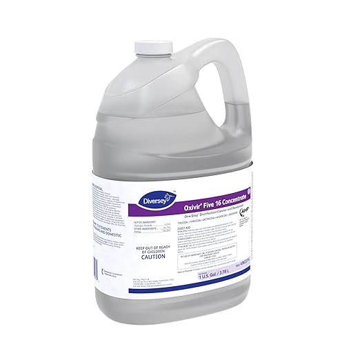 Oxivir Diversey 4963314 Five 16 One-Step Hospital Strength Disinfectant Liquid Cleaner Accelerated Hydrogen Peroxide Concentrate For Home &amp Commercial Use 1-Gallon (Pack of 4)