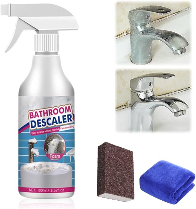 Bathroom Descaler Foam Cleaner 2026 New Powerful Cleaner Spray Stubborn Stains Cleaners Multipurpose Bathrooms Cleaning Foam Spray Rinse Cleaning Foam for Kitchen Bath Sink Glass (1PC)