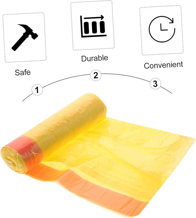 10 Packs Disposable Thickened Trash Bags with Drawstring Yellow Garbage Bags for Home Kitchen Office Large Capacity Odorless Premium PP Plastic Practical Rubbish Liners for Easy