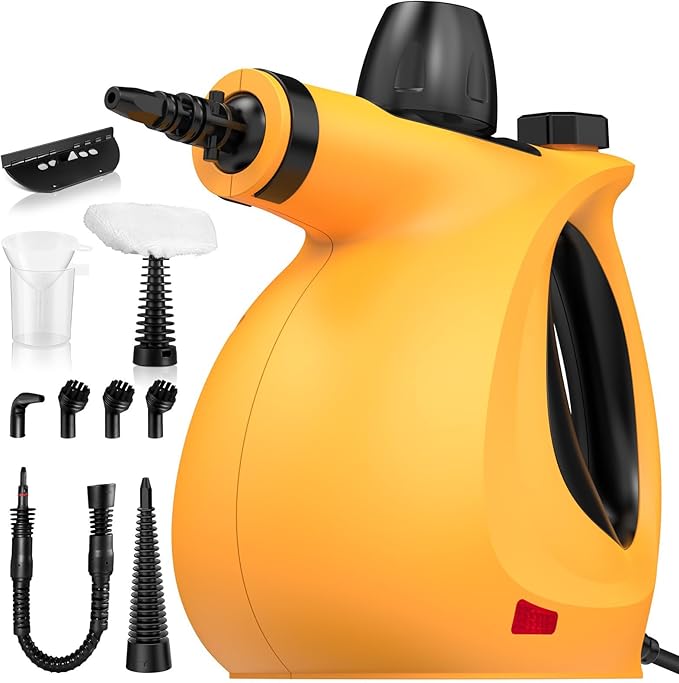 Handheld Pressurized Multi-Surface Steam Cleaner Ease of Cleaning 100% Chemical-Free Steam Cleaner for Home with 11pcs Accessories Portable Steamer for Deep Cleaning Tile Grout Window CouchCar