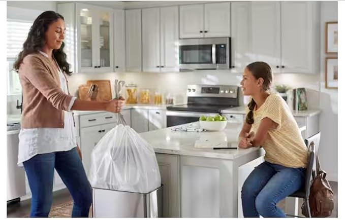 18 Gallon Kitchen &amp Garbage Compactor Bags with Drawstring White Trash Bags (2 Pack 30-Count) – Strong Tear-Resistant Fits Most Kitchen Cans