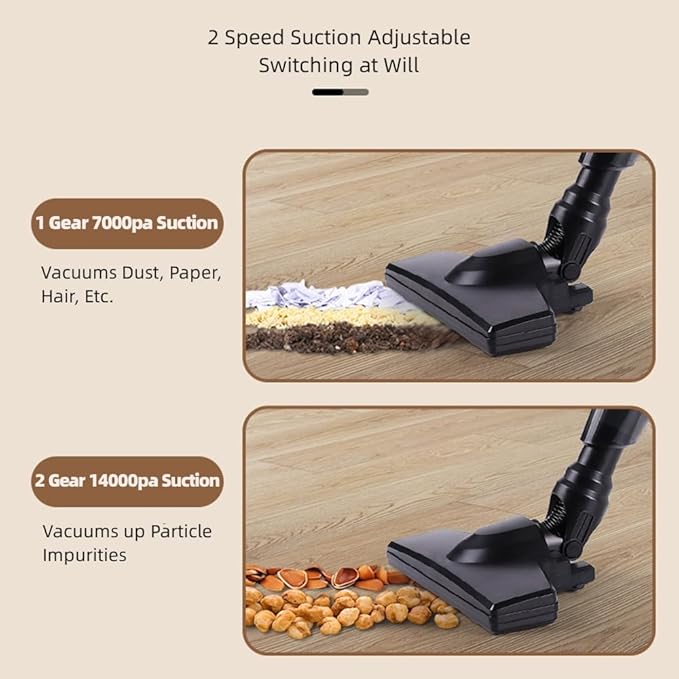 Cordless Stick Wet Dry Vacuum Cleaner with Mop 14000pa Suction Lightweight Stick Vacuum Mop All in One 2 Speeds Adjustable Household Upright Vacuum Cleaner and Mop Combo for Hard Floor Pets (Black)
