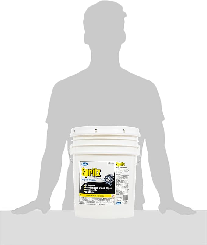 ComStar Spritz Heavy Duty Degreaser 5 Gallon Industrial Oil &amp Grease Cleaner Removes Carbon Dirt &amp Grime Ideal for Machinery Tools Floors &amp Household Surfaces Multi-Purpose Cleanin