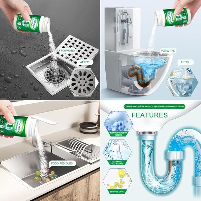 6pcs Pipe Dredge Bubble Bombs Drain Cleaner Powerful Sink and Drain Cleaner Portable Powder Cleaning Tool Super Clog Remover Powder Agent for Kitchen Toilet Pipe Dredging