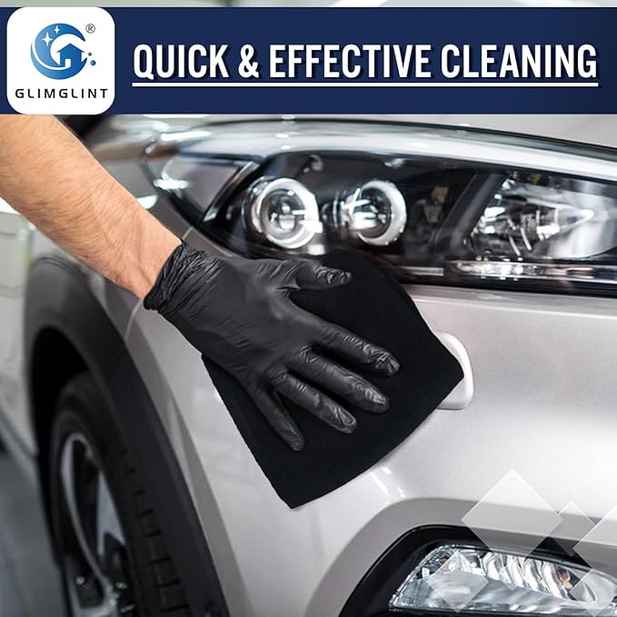 GLIMGLINT Black Microfiber Cleaning Cloth150PK Reusable Cleaning RagsHighly Absorbent Shop Rags BulkAll-Purpose Car Cleaning Towels for TV Screen Kitchen Bathroom Restaurant Garage 14X12