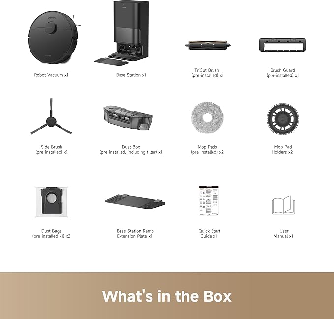 DREAME D30 Ultra Robot Vacuum and Mop 25000Pa Powerful Suction All-in-One Base Station with 100 Days Auto-Empty MopExtend Tech for Edge Cleaning Smart Obstacle Avoidance Black