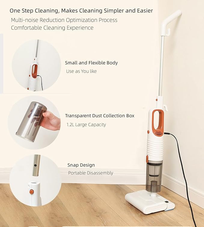 Corded Stick Vacuum Cleaner and Mop in One Mop Vacuum Combo 18000pa Suction Lightweight Powerful Upright Vacuum Cleaner and Mopping Household Wet Dry Vacuum Cleaners for Home Hard Floor Pet Hairs