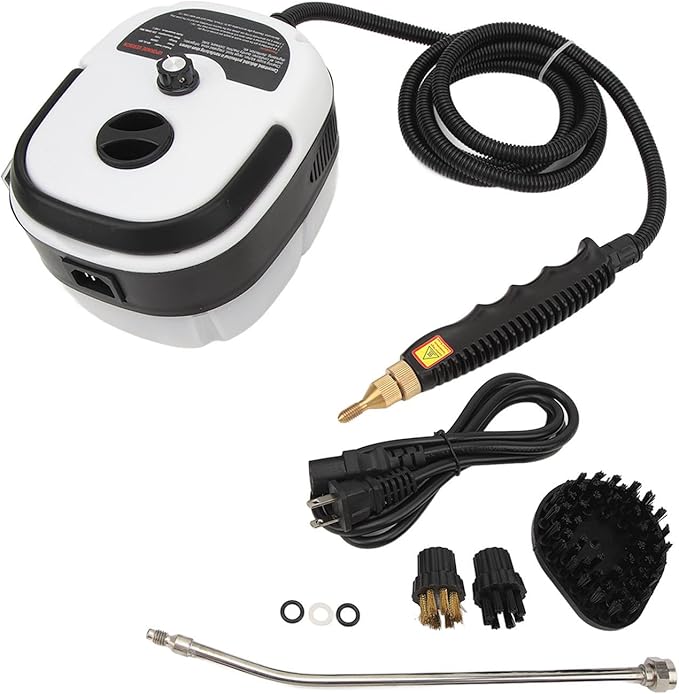 Handheld Steam Cleaner 2500W Portable High Pressure Steam Cleaner with Brush Heads High Temperature Steam Machine for Kitchen Furniture Bathroom Car US Plug 110V (White)