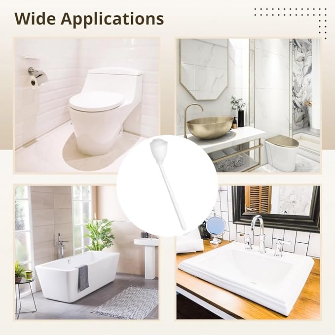 4-Piece Toilet Cleaning Mop Set With Long Handles White Soft Nylon Head Brushes And Storage Base For Bathroom Toilets And Bathtubs