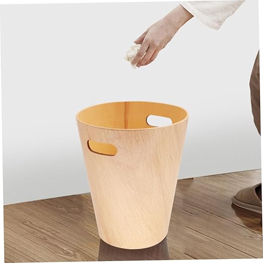 GLEAVI Japanese Style Wooden Trash Can Minimalist Home Office Wastebasket Portable Desk Garbage Bin for Bathroom Bedroom Kitchen Natural Wood Design