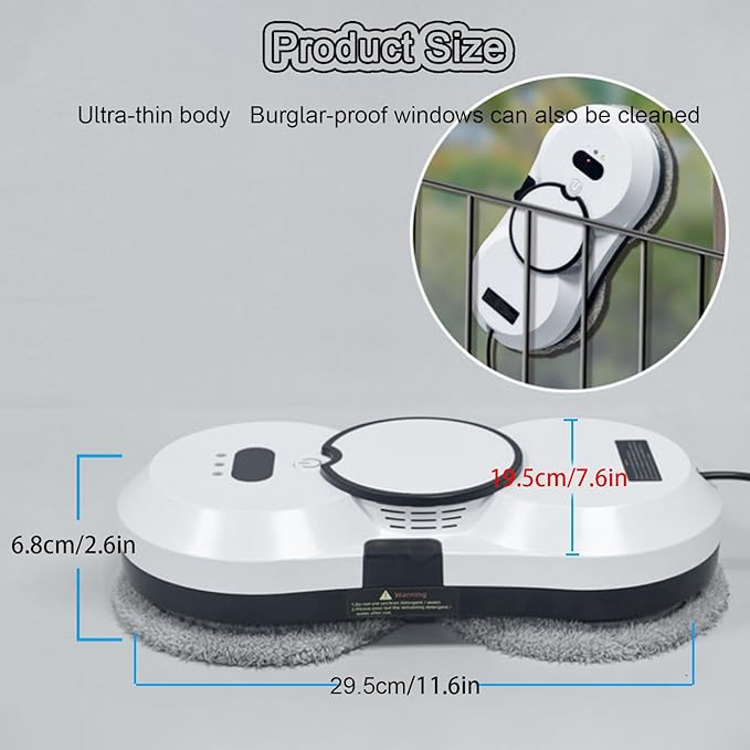 Window Cleaning Robot Automatic Water Spray Double Suction Cup Suction Ups Power Protection Wireless Remote Control Command Suitable for Indoor and Outdoor Window GlassWhite