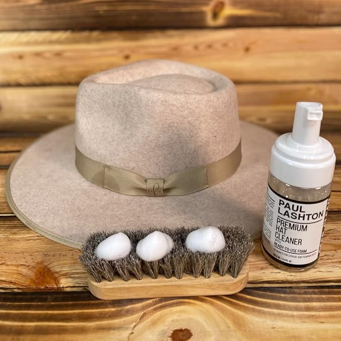 CLEANER SET Hat care Premium Foam Cleaning Horsehair Cleaner Brush Safe on All Materials Designed for Cotton Wool Felt Straw Panama Montecristi Baseball Caps &amp More Refreshing Fragrance
