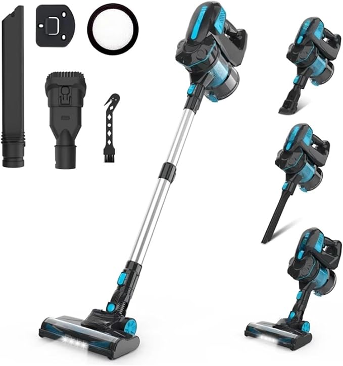 Compatible with INSE V770 20KPa Stick Cordless Vacuum Cleaner Up to 45min Runtime 6-in-1 Cordless Design Handheld Vacuum Cleaners Home Appliance(V770 Blue)