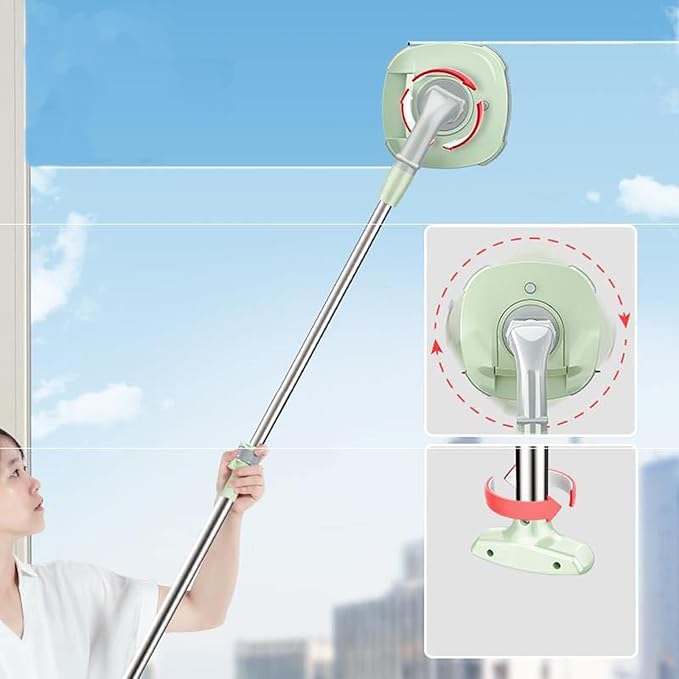 Magnetic Window Cleaner Double Side Magnetic Window Cleaner Wiper Glass Cleaner Brush Tool with Telescopic Rod Adjustable Magnetic Thickness 5-35Mm