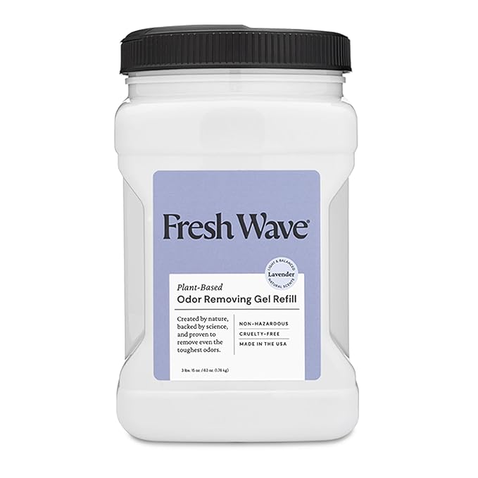 Fresh Wave Lavender Odor Removing Gel Refill 63 oz. - Safer Odor Absorbers for Home Natural Plant-Based Odor Eliminator Every 15 oz. lasts 30-60 Days For Cooking Trash &amp Pets